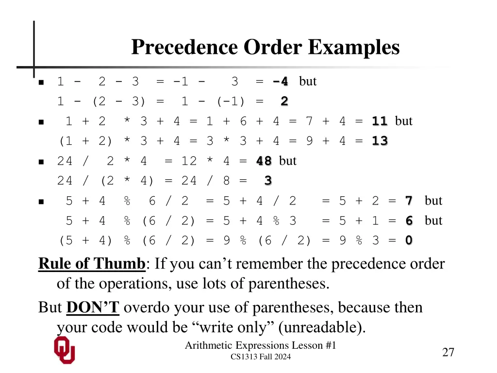 precedence order examples