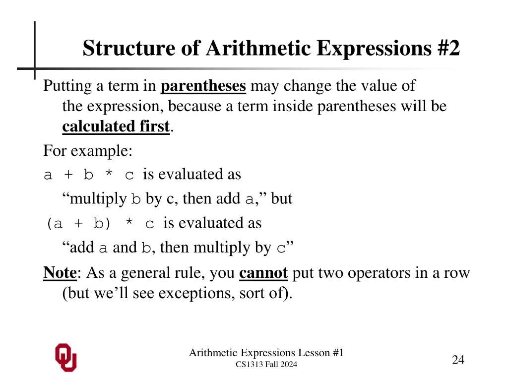 structure of arithmetic expressions 2