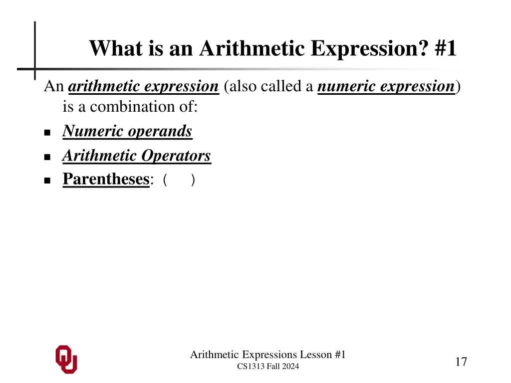 what is an arithmetic expression 1