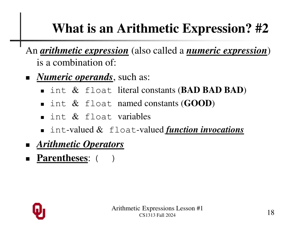 what is an arithmetic expression 2