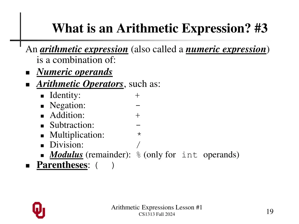 what is an arithmetic expression 3