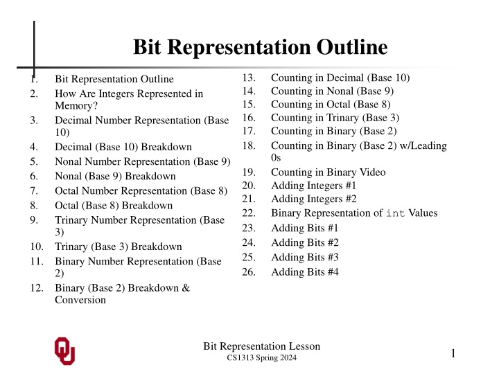 bit representation outline