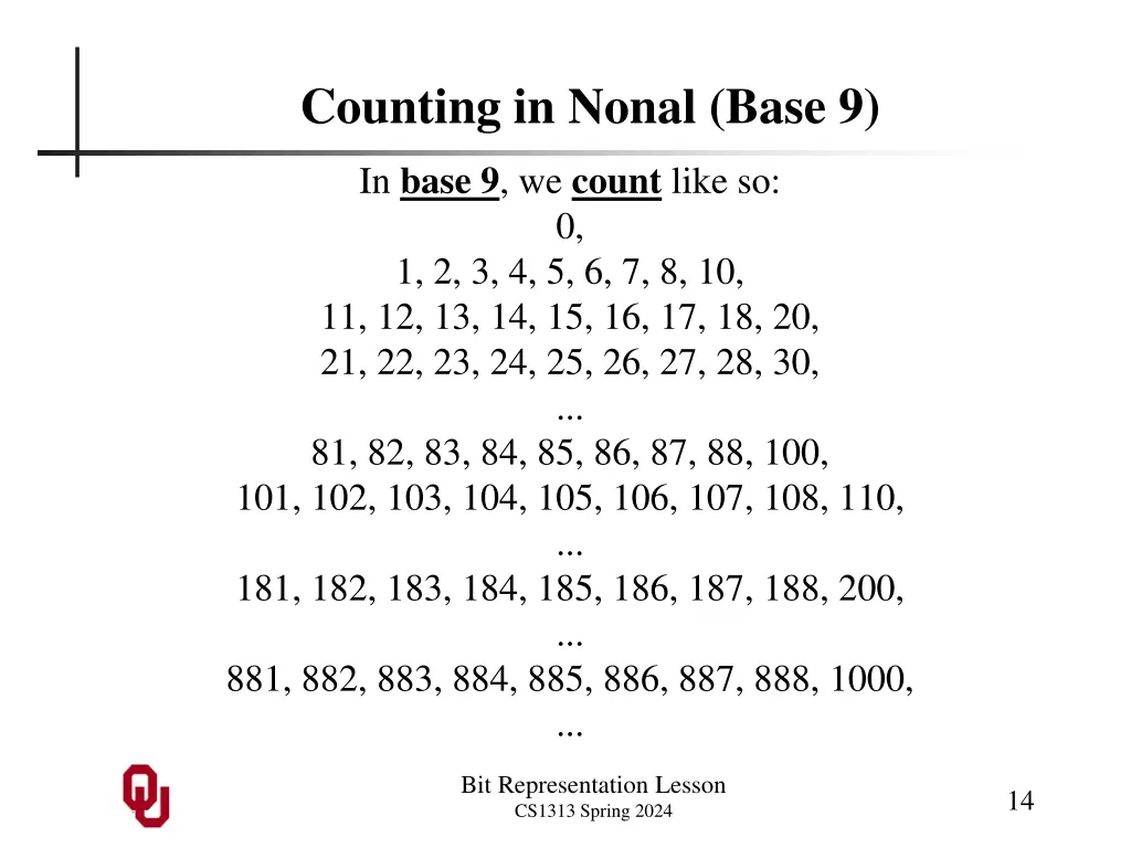 counting in nonal base 9