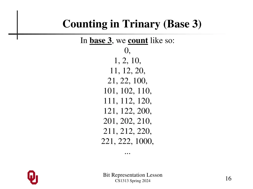 counting in trinary base 3