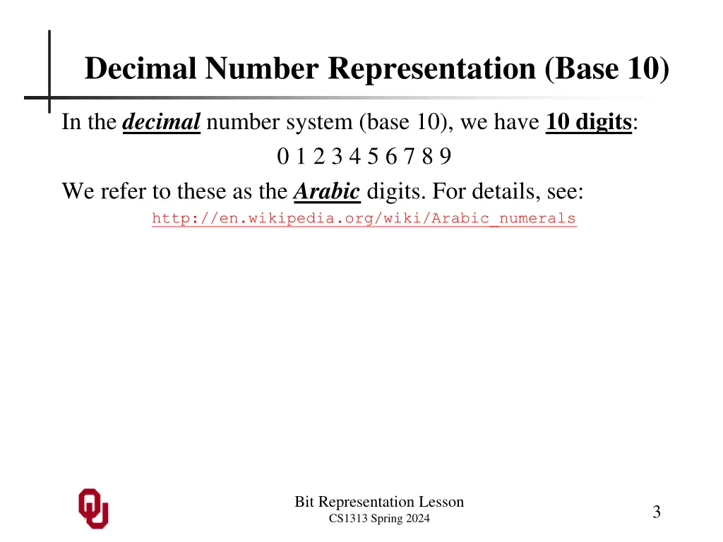 decimal number representation base 10