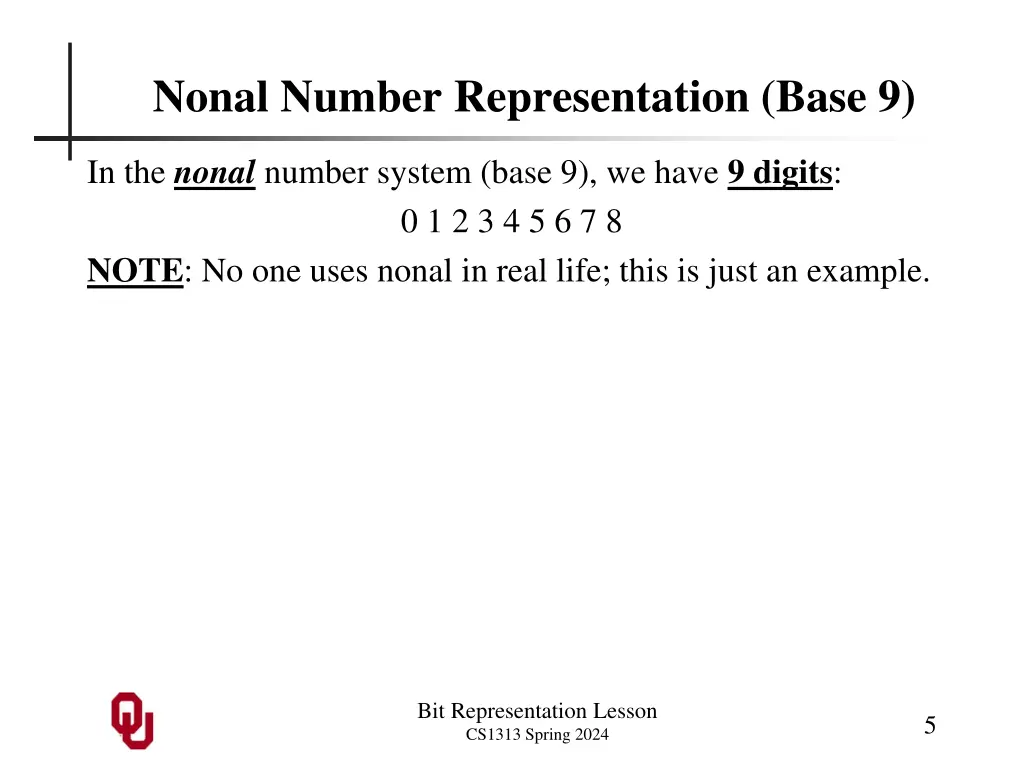 nonal number representation base 9