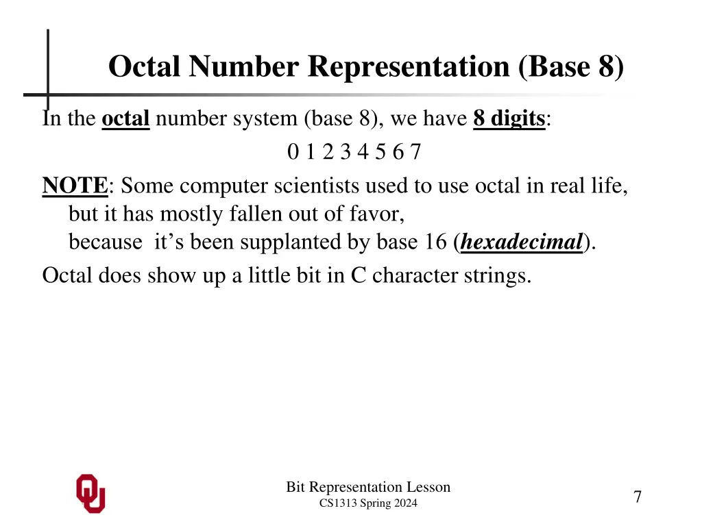 octal number representation base 8