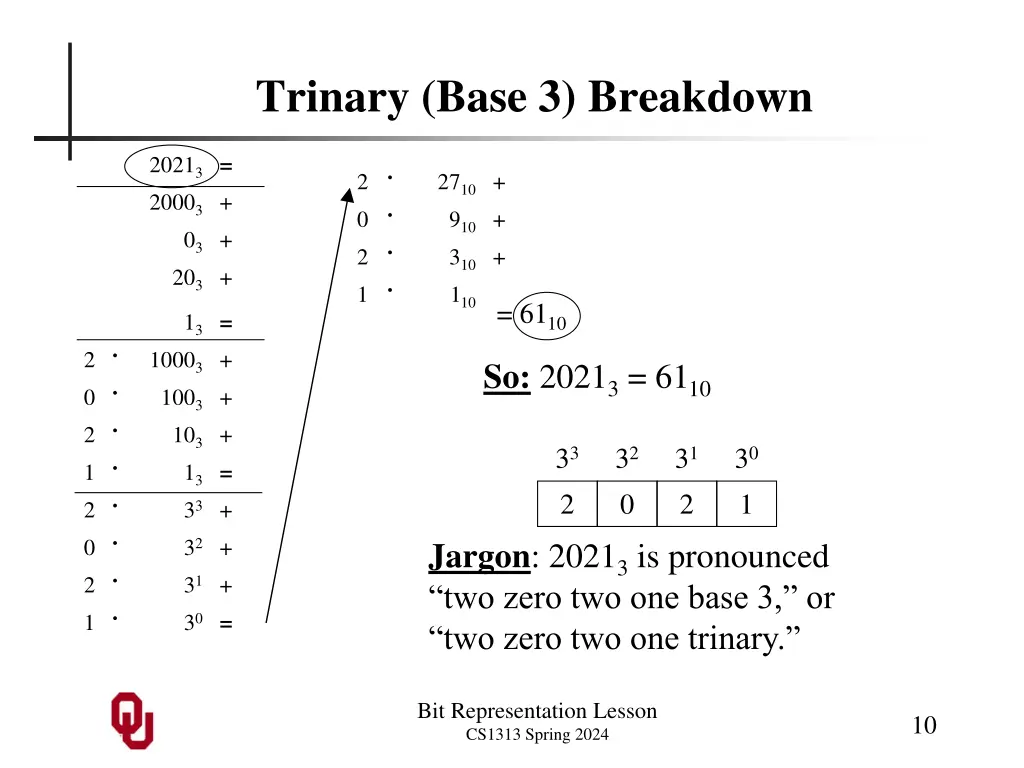 trinary base 3 breakdown