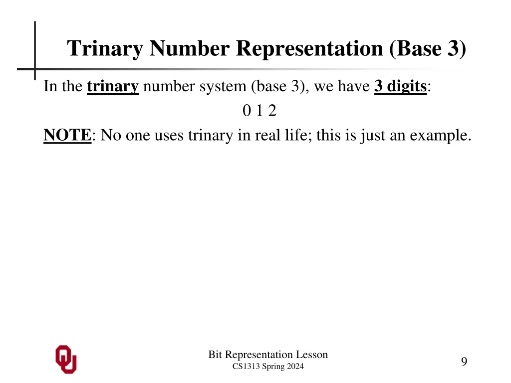 trinary number representation base 3