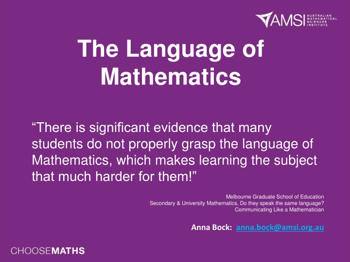 the language of mathematics