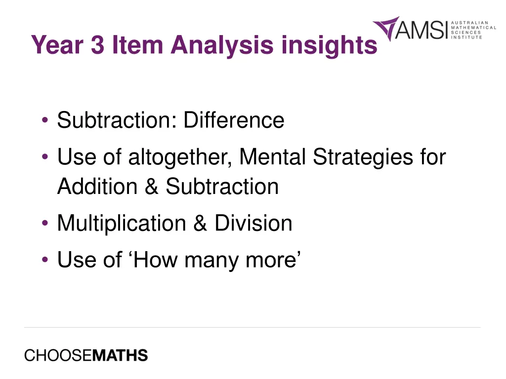 year 3 item analysis insights