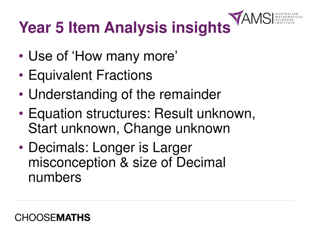 year 5 item analysis insights