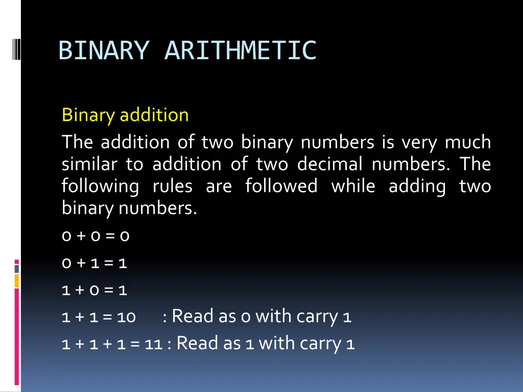 binary arithmetic