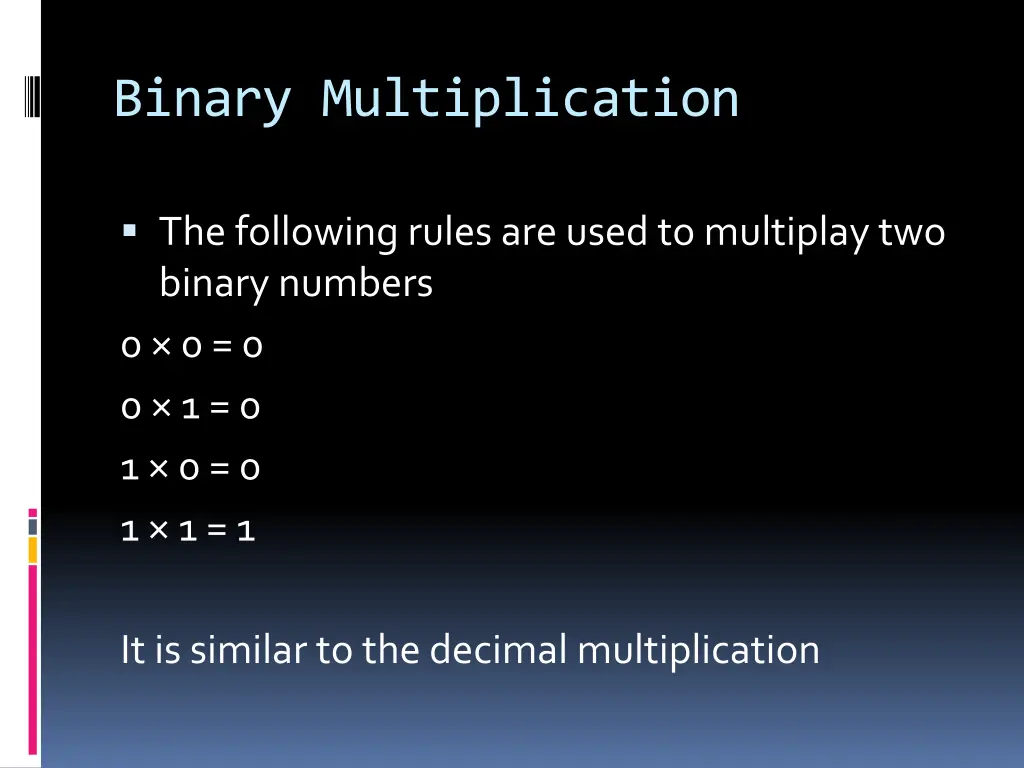 binary multiplication