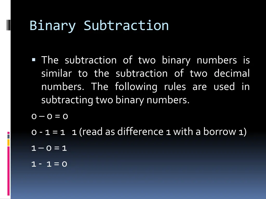 binary subtraction