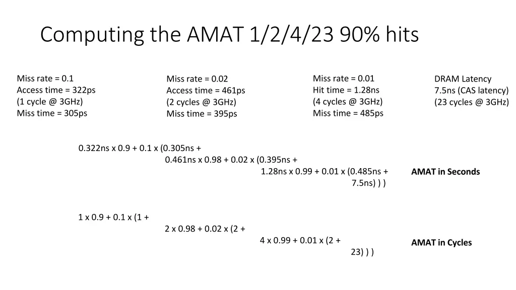 computing the amat 1 2 4 23 90 hits