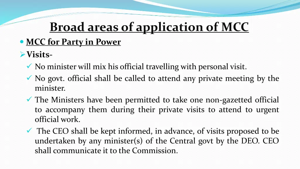 broad areas of application of mcc mcc for party