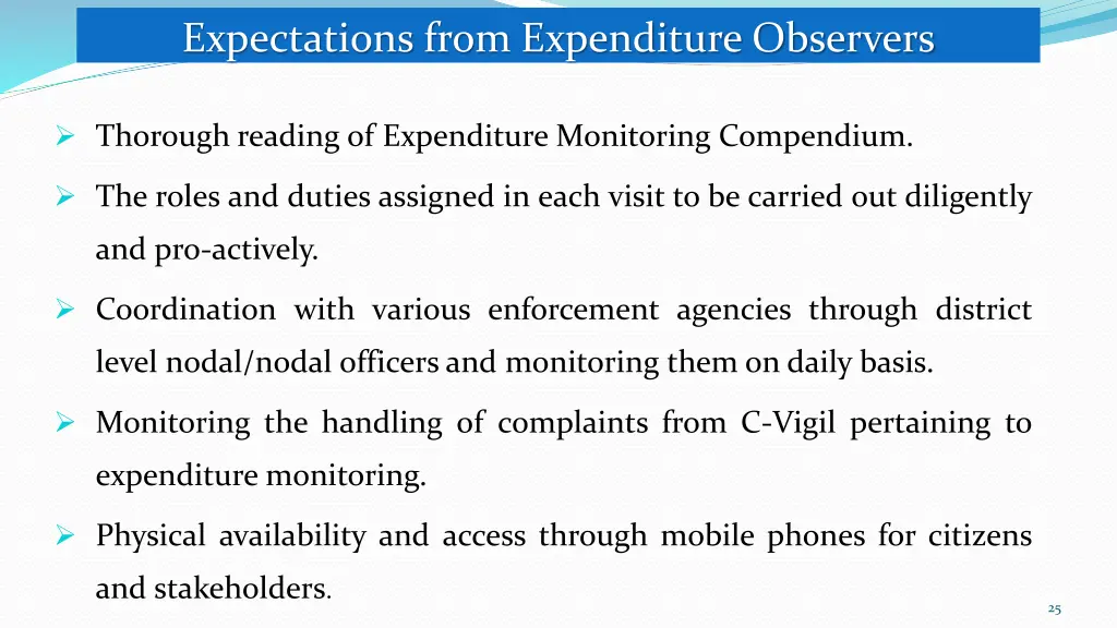 expectations from expenditure observers