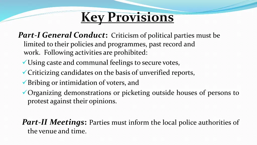 key provisions