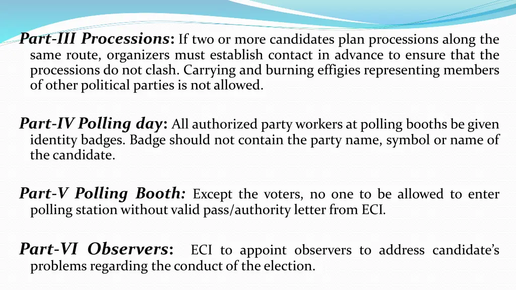 part iii processions if two or more candidates