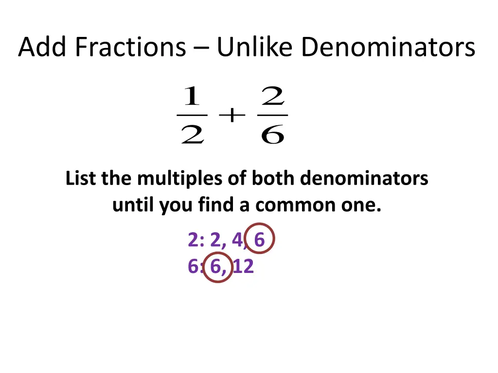 add fractions unlike denominators 1 2 1