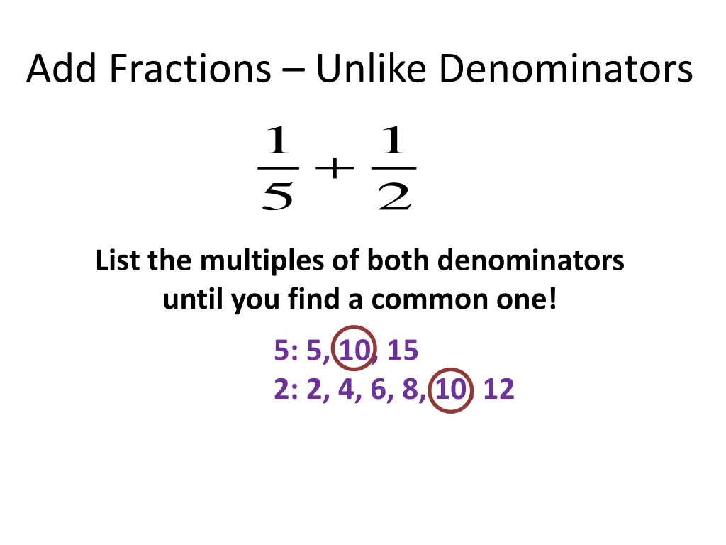 add fractions unlike denominators 1 5