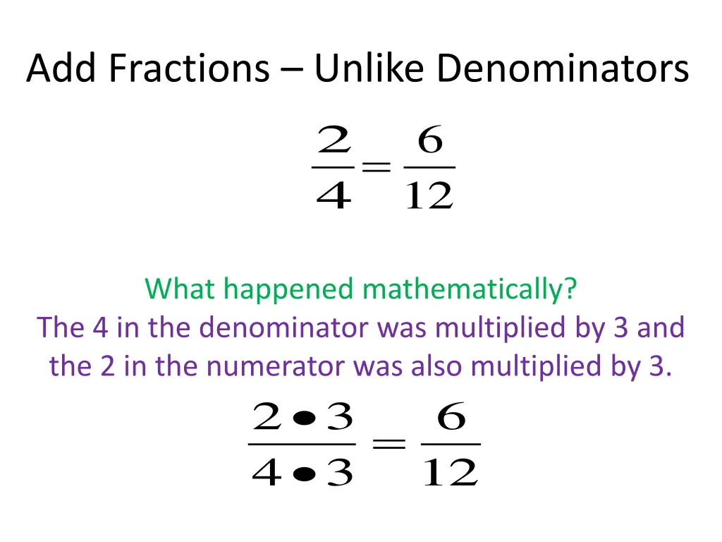 add fractions unlike denominators 2 4 3