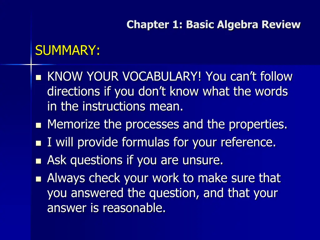 chapter 1 basic algebra review