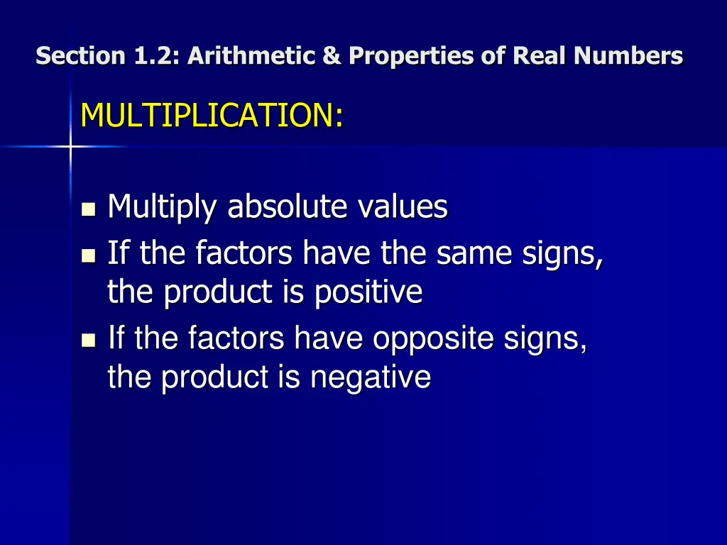 section 1 2 arithmetic properties of real numbers 2