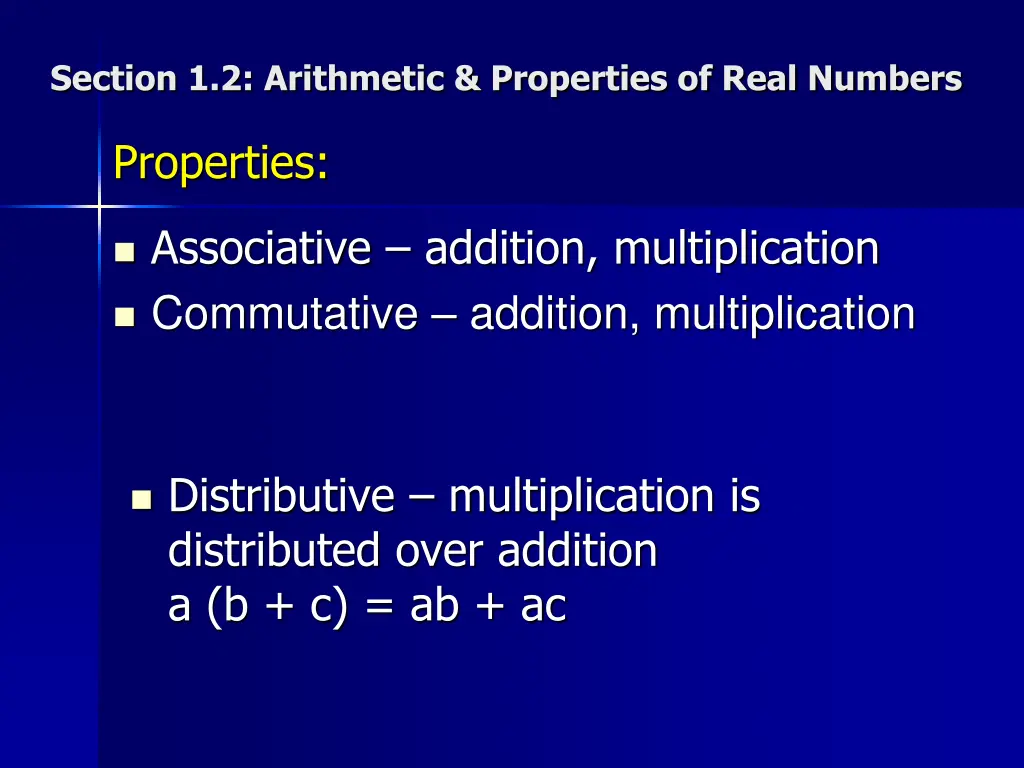 section 1 2 arithmetic properties of real numbers 4