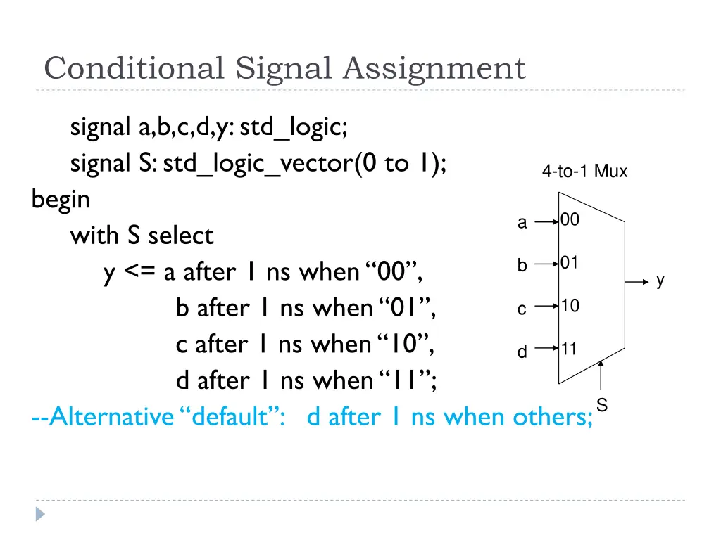 conditional signal assignment