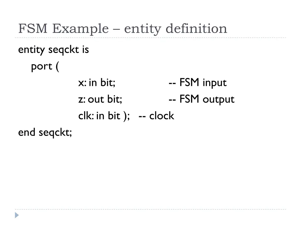 fsm example entity definition