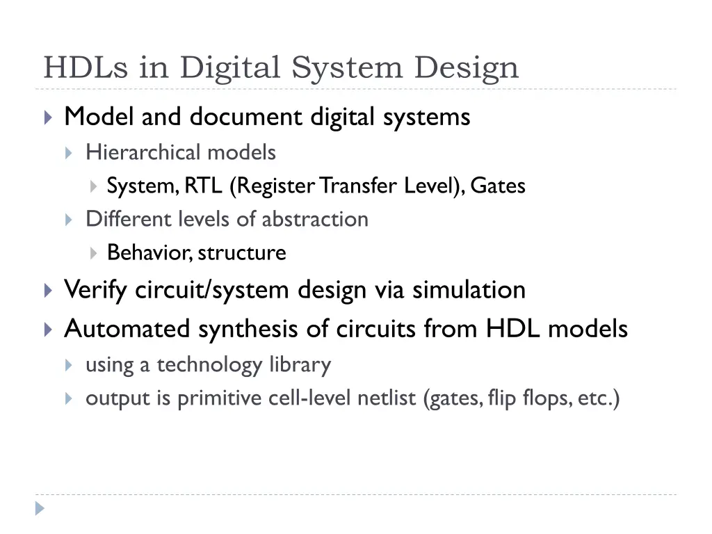 hdls in digital system design