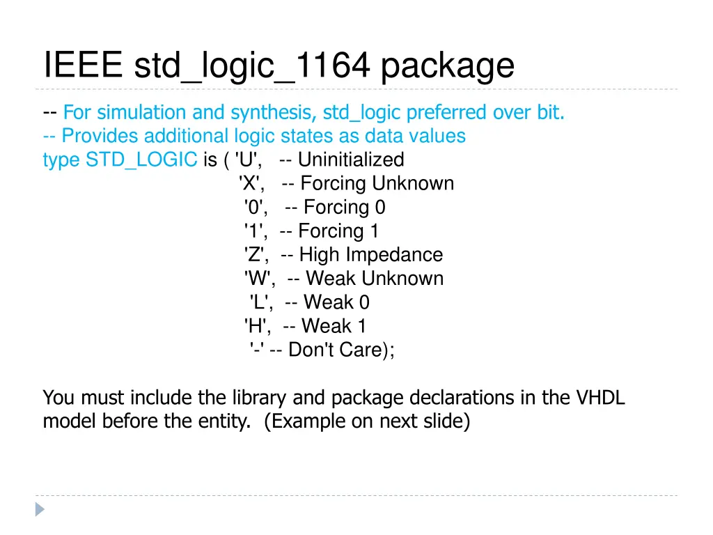 ieee std logic 1164 package