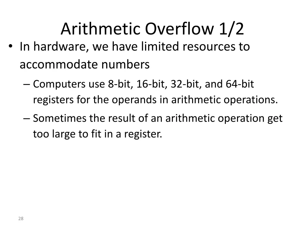 arithmetic overflow 1 2 in hardware we have