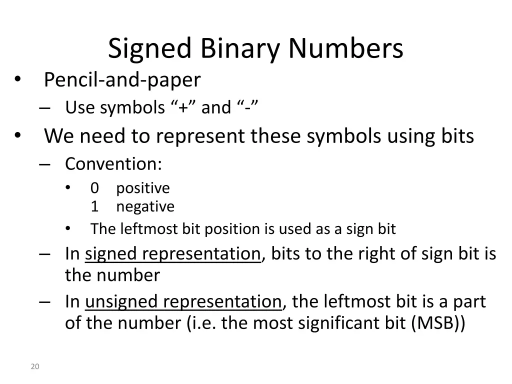 signed binary numbers pencil and paper