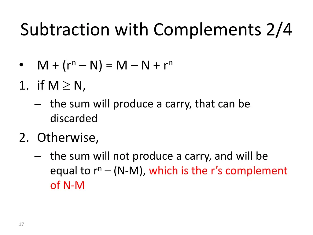 subtraction with complements 2 4