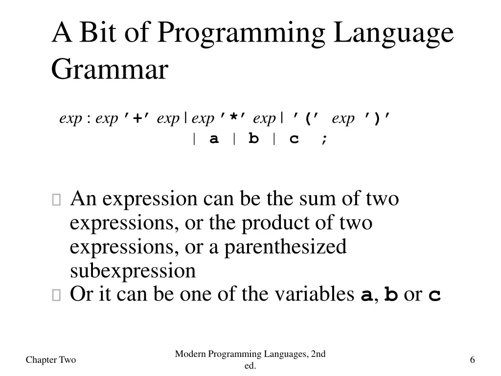 a bit of programming language grammar