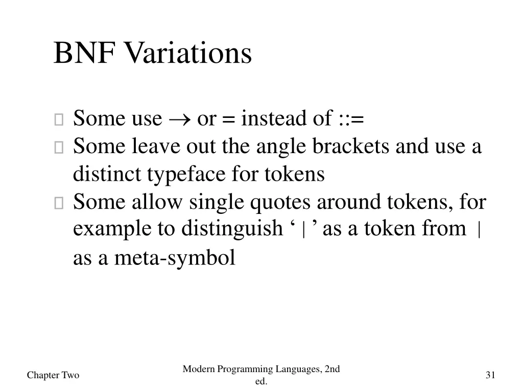 bnf variations