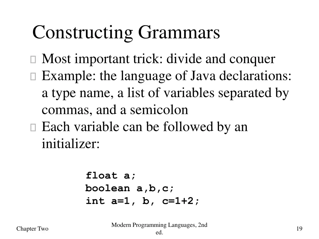 constructing grammars