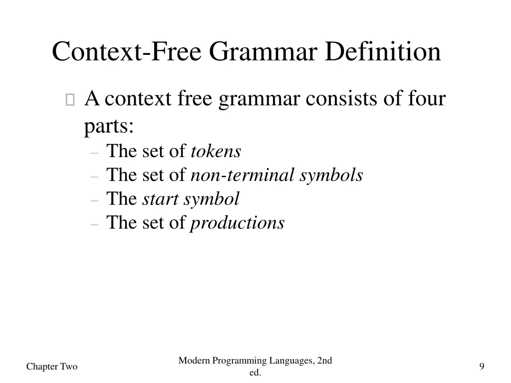 context free grammar definition