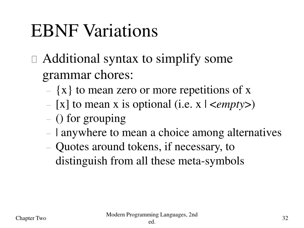 ebnf variations