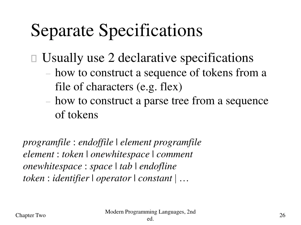 separate specifications