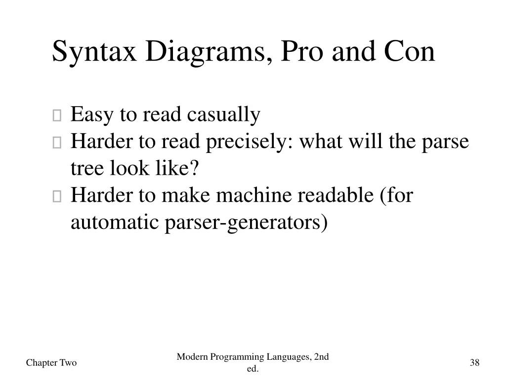 syntax diagrams pro and con