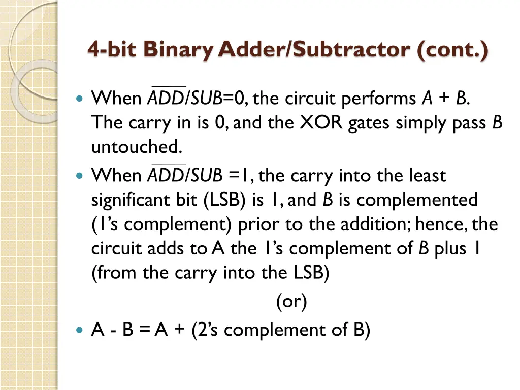 4 bit binary adder subtractor cont