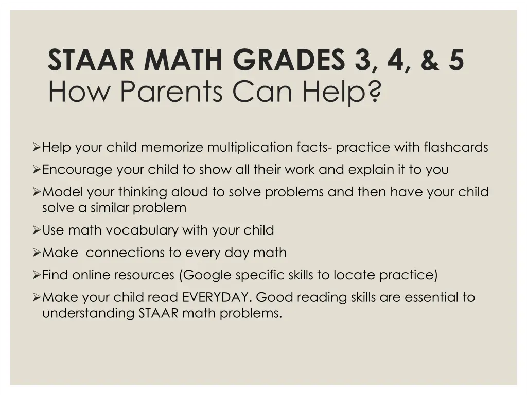 staar math grades 3 4 5 how parents can help