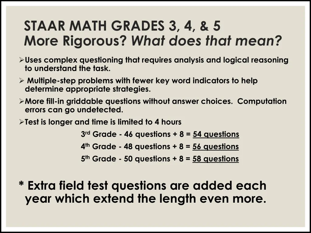 staar math grades 3 4 5 more rigorous what does