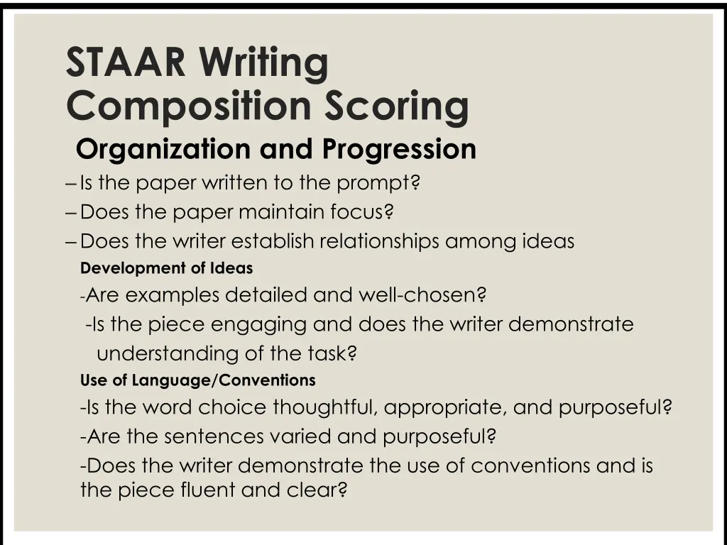 staar writing composition scoring organization