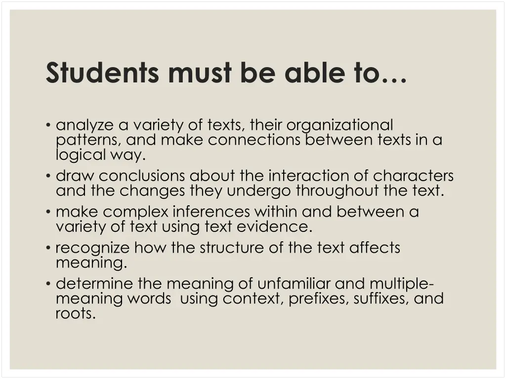 students must be able to