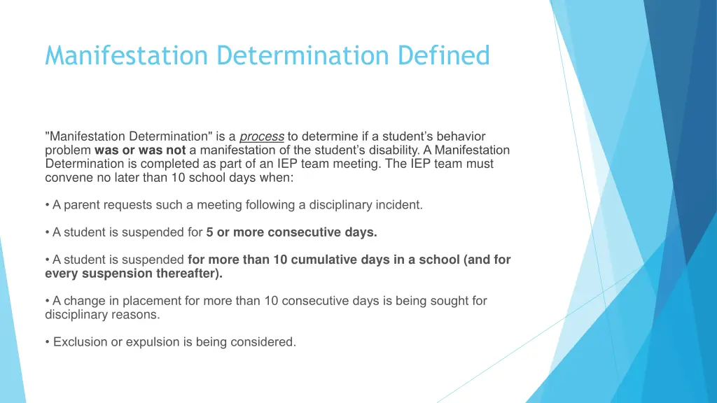 manifestation determination defined